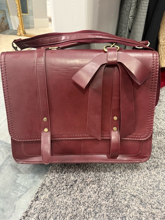 Ecosusi Handbags - EcoSusi Burgundy Bow Briefcase Messenger Bag